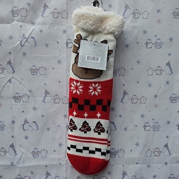 Festive Reindeer Red and White Women's Socks - Picture 3 of 5